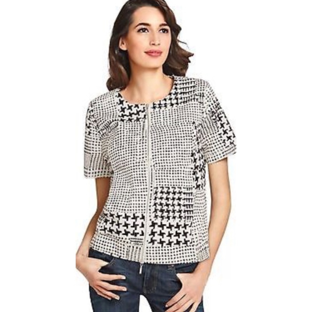 Cabi Zip Up Style #932 Double Zipper Crop Pattern